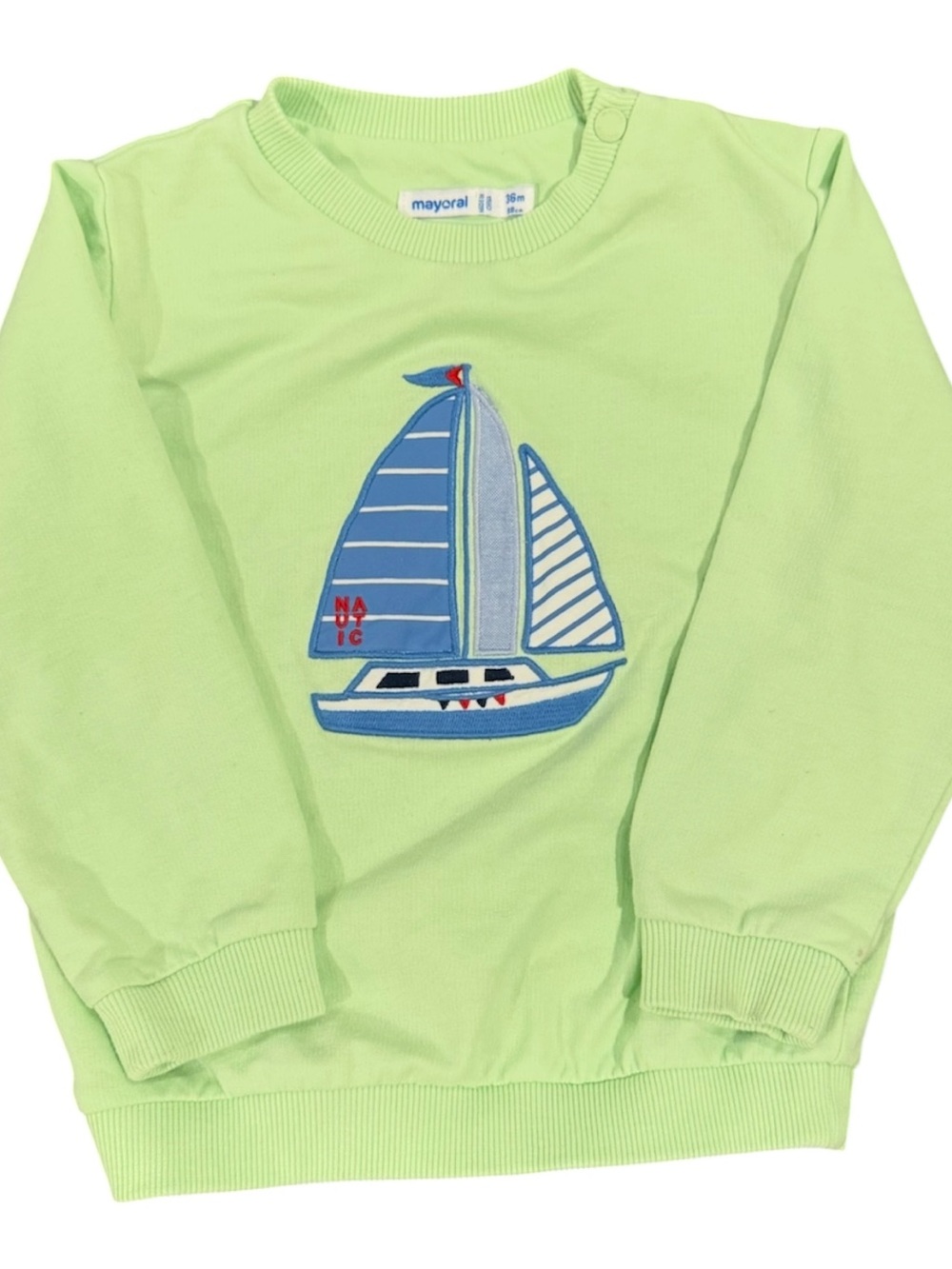 Mayoral Light Green Sailboat Applique Sweatshirt